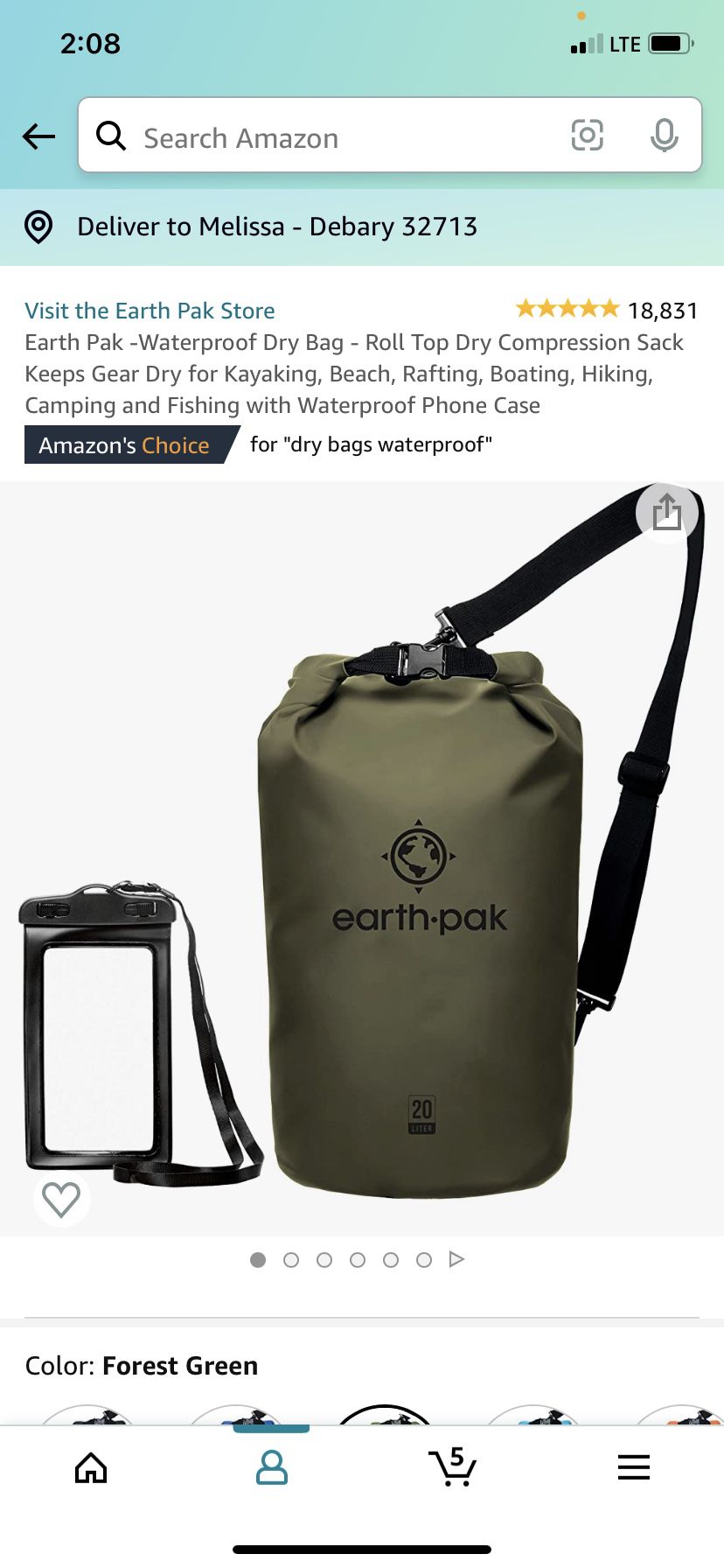 Earth Pak -Waterproof Dry Bag - Roll Top Dry Compression Sack Keeps Gear Dry for Kayaking, Beach, Rafting, Boating, Hiking, Camping and Fishing with W
