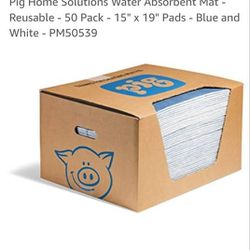 Pig Home Solutions Water Absorbent Mat Reusable 50 Pack 15"x19" Pads Blue and White