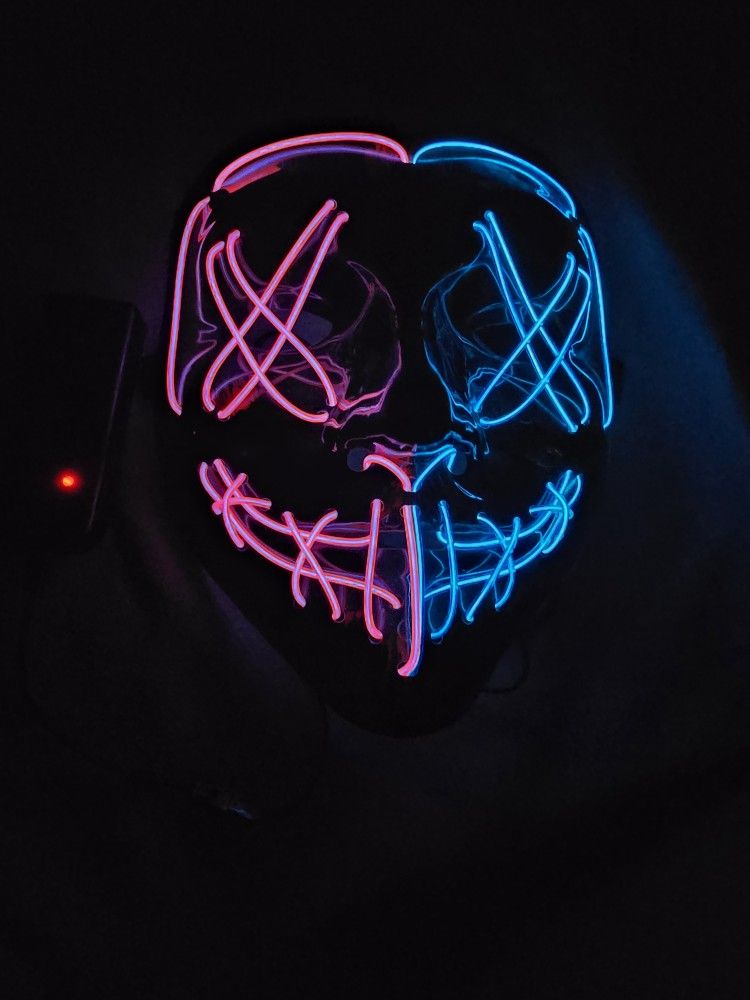 LED Light-Up Purge Style Halloween Mask – Red & Blue Glow 