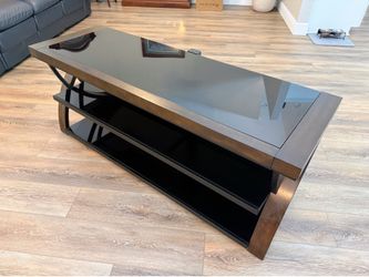 TV Stand (3-Level Wood & Glass)