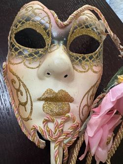 Italian Venetian Mask with Decorative Stick