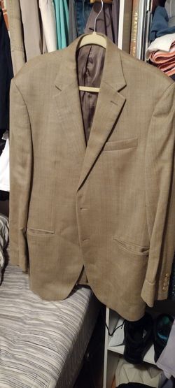 Ralph Lauren Men Size 44 L Gold Tan Silk Wool Sport Coat Blazer