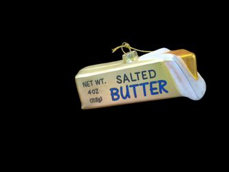 New Handblown Glass Butter Christmas Ornament ACTUAL SIZE  of Stick Of Butter