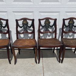 Antique Hand Painted Set Of 4 Chairs