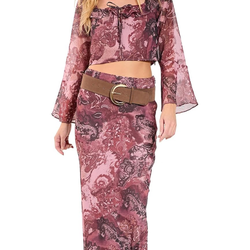 Nasty Gal Paisley Ruffle Fluted Sleeve Top Color: Rust Size: 10  Fabric type 100% Polyester Care instructions Machine Wash Origin Imported Closure typ