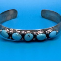 Native American Turquoise And Silver Cuff Bracelet 