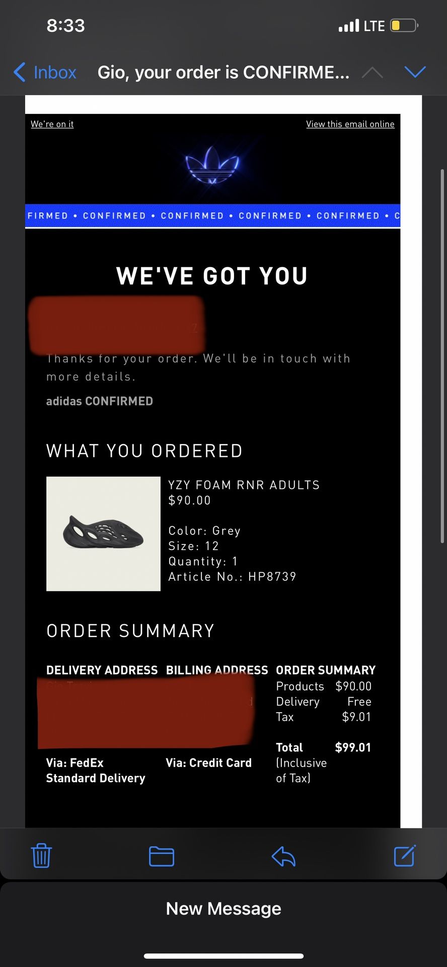 Adidas Yeezy Foam RNR Onyx (Size 12)