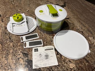 The sharper image four in one salad spinner, mandolin slicer