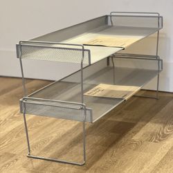 2 Mesh Stacking Shoe Shelf Silver