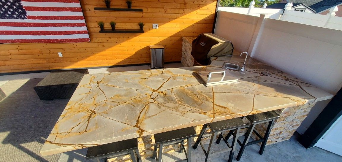 Stone For Outside BBQ Or Bathroom Vanity 8x3 Foot Slab.