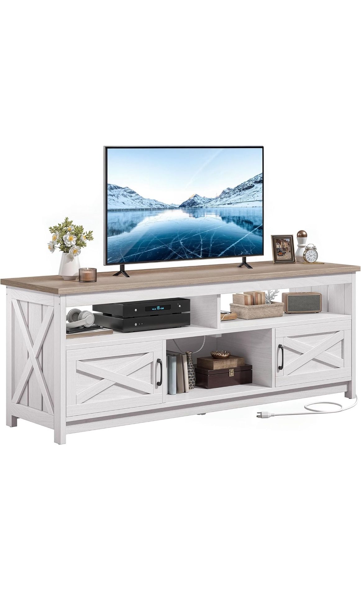 TV Stand With Doors And Open Shelves