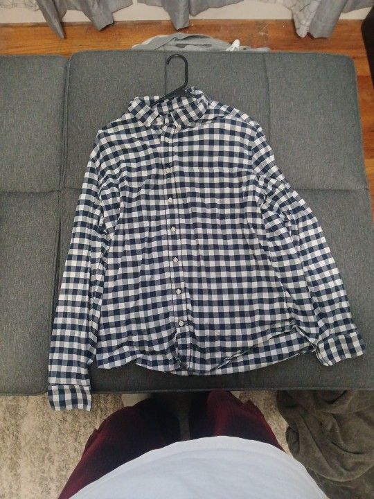 White And Blue Button Up