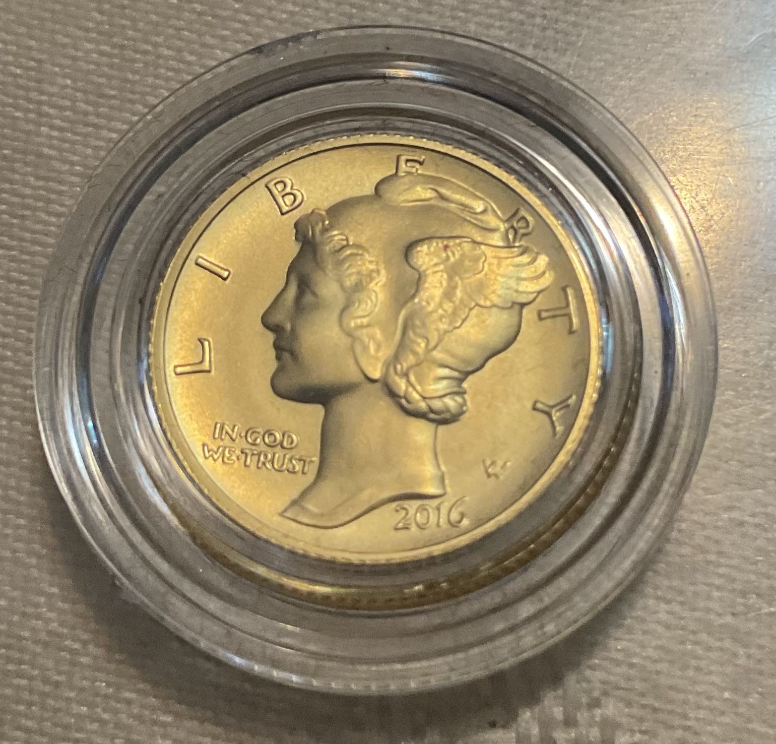 2016W GOLD Mercury Dime Centennial 