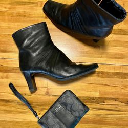 Black Leather Calf Booties 8.5 OBO