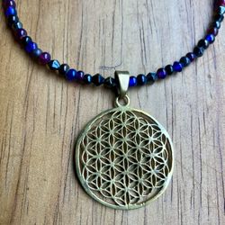 Flower Of Life Beaded Choker Necklace 