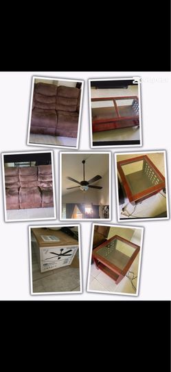 The furniture and table and fan pristine condition