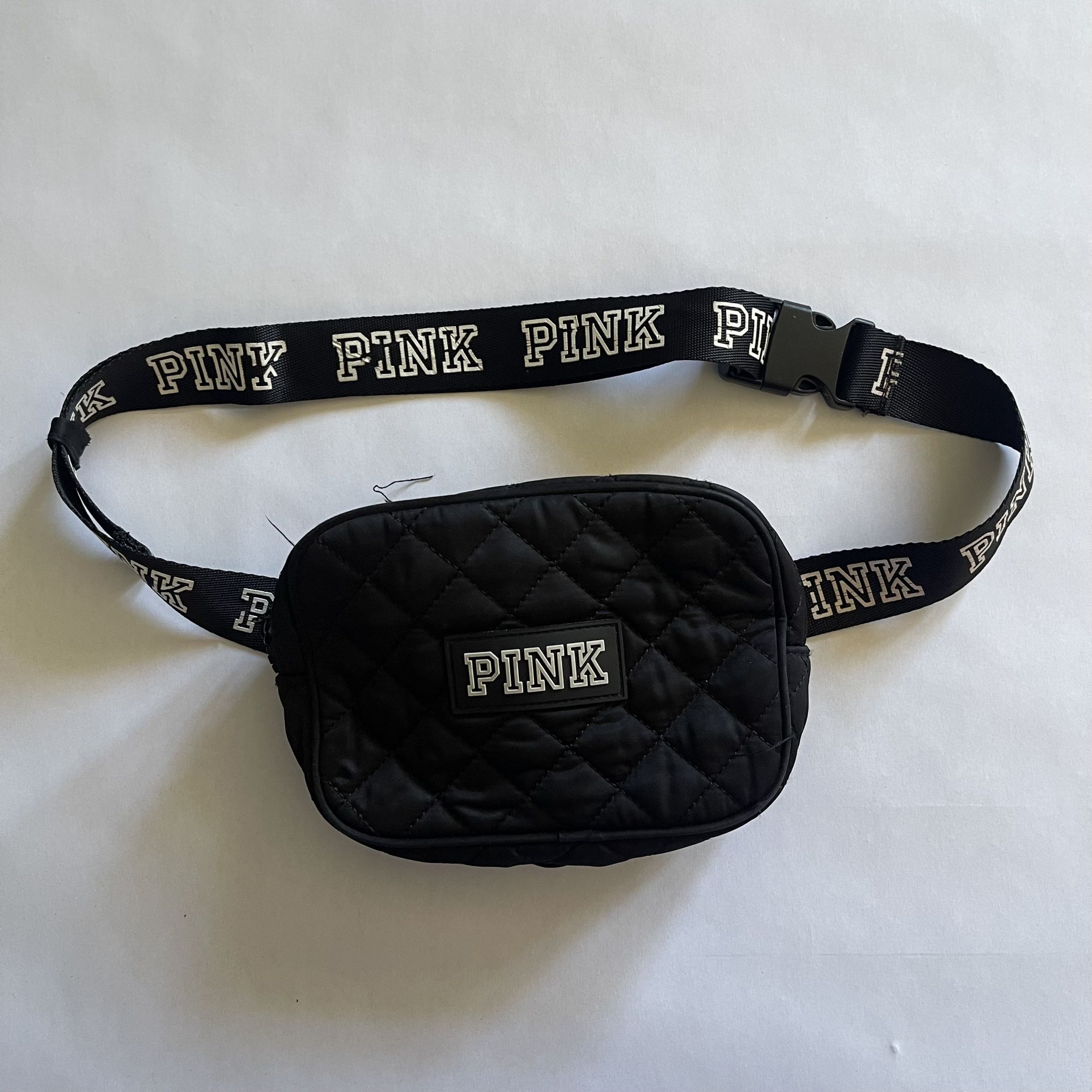 Victoria’s Secret PINK Belt waist Bag Fanny Pack Logo Quilted Black