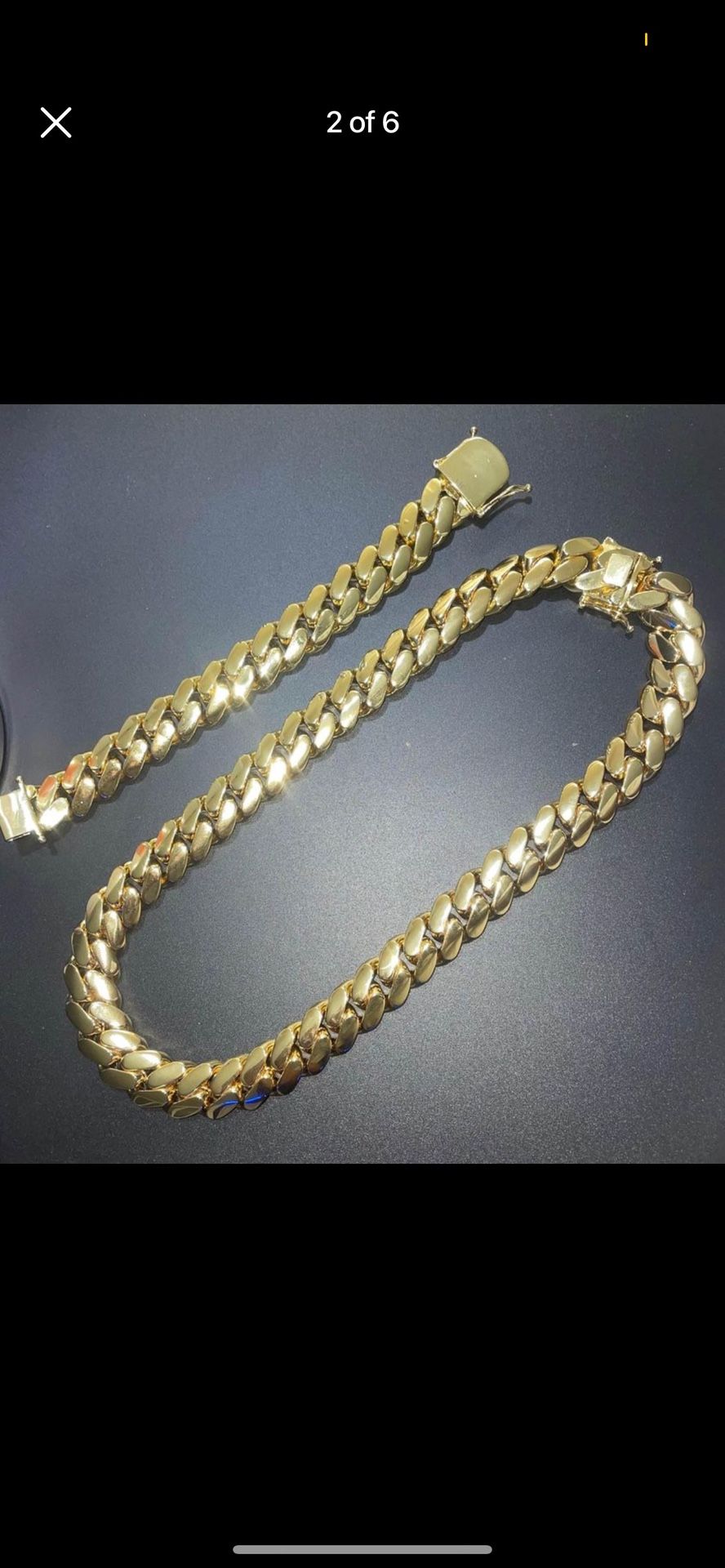 New 14k Yellow Gold Cuban Link Chain And Bracelet Set
