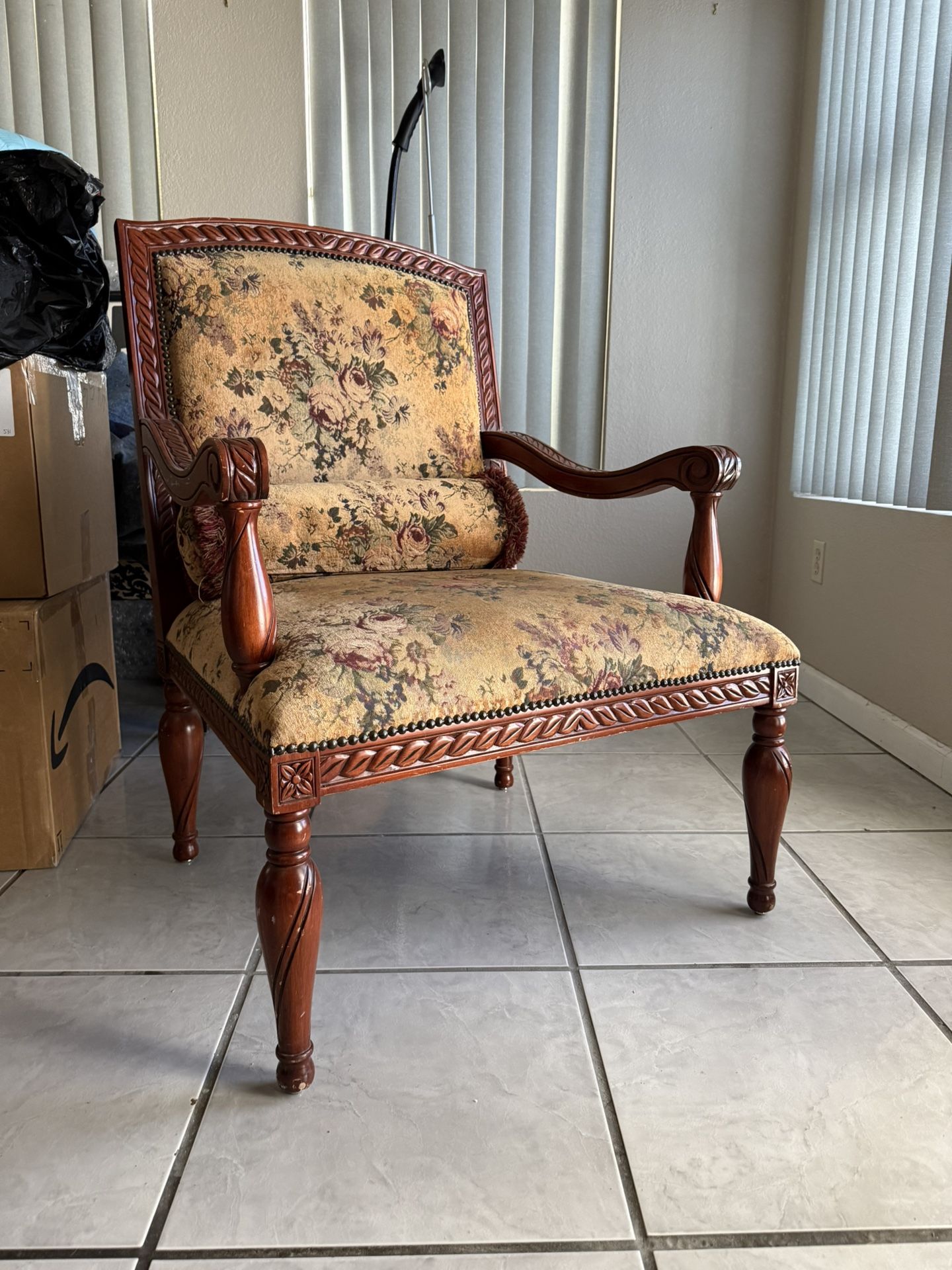 Chair Oversized Big Wide Wood fabric traditional