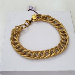 Brushed Stainless Steel Gold Bracelet 