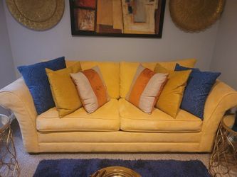 Yellow suede sofa couch free