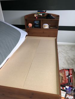 $275 Boys wood bed, nice mattress and matching Nightstand