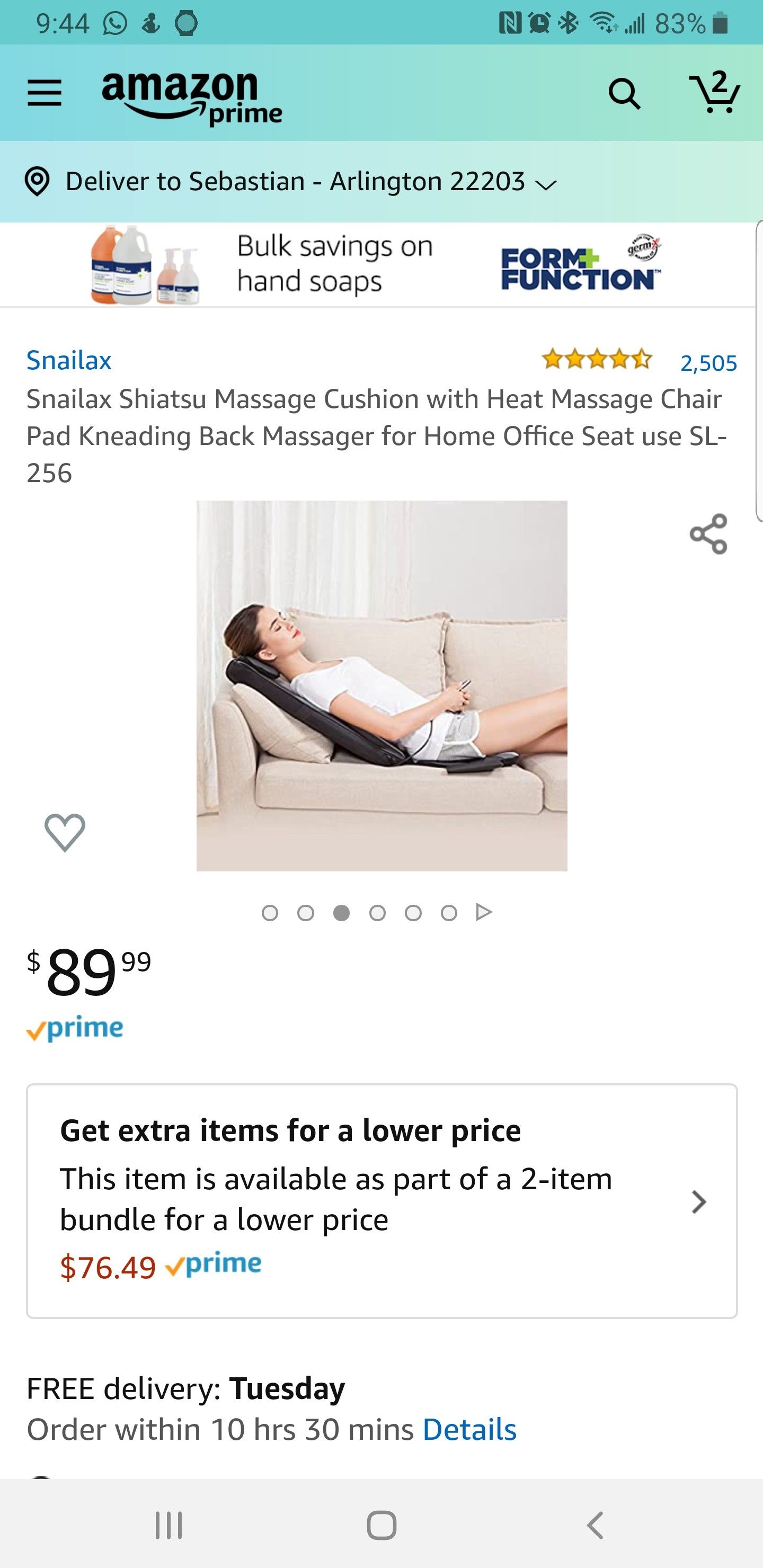 Back massage cushion