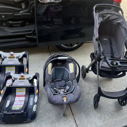 Travel Stroller W/ Infant Car Seat 3 Car Seat Adapter/ Base
