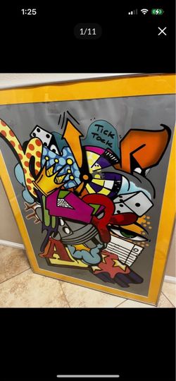 Postmodern graffiti art by well-known artist crash signed the piece called TikTok. lithograph.