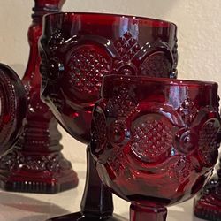 Vintage Avon Ruby Red Crystal 9 Pieces Lot 