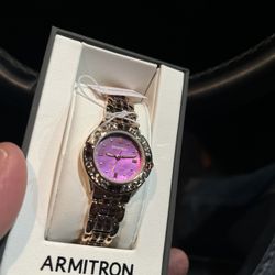Armitron Women's 75/3689VMRG Amethyst Colored Genuine Crystal Accented Rose Gold