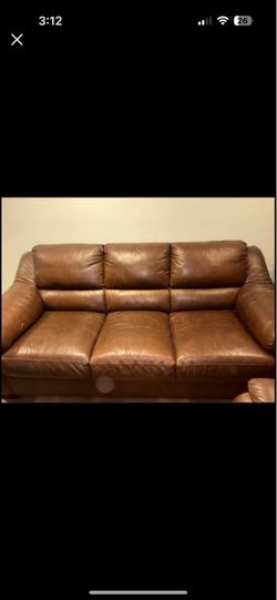 Brown 3 seater leather sofa