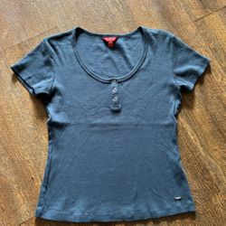 Blue Guess Brand Henley Top