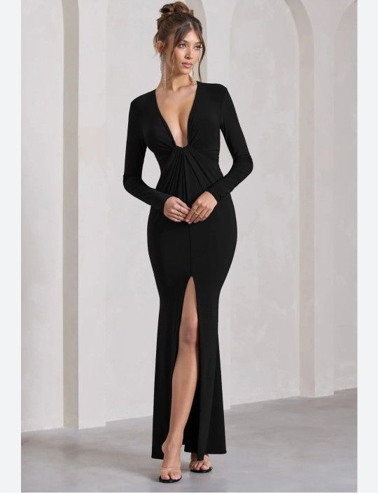 Fashion Nova Black Sugar Sweet Long Maxi Dress Morticia Addams Costume