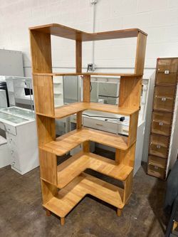 Corner Bookshelf, Multi-Layer Display Shelf, Corner Cube Toy for Small Space, Book Storage, Natural Oak