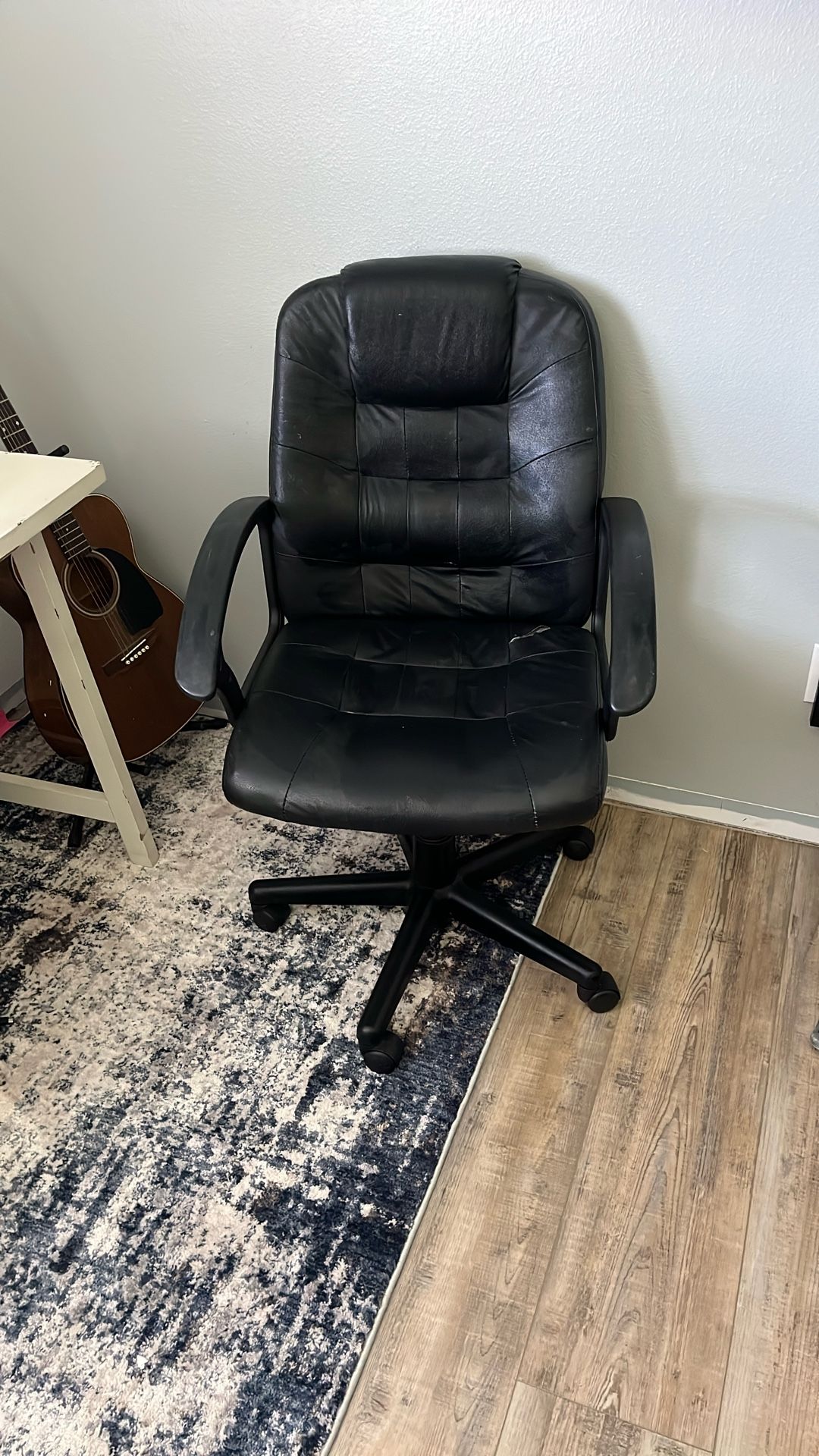 Black Leather Rolling chair.