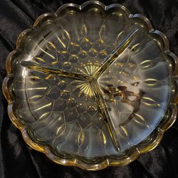 Amber Glass 3 Section Dish 8 1/2” Across