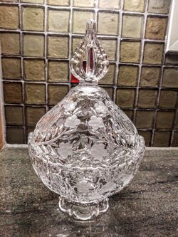 Vintage Crystal Footed Bon Bon Dish With Lid