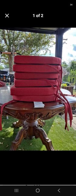 Red Chair Cushions with Ties – Set of 4