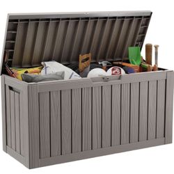 80 Gallon Resin Deck Box, Outdoor Lockable Storage Box for Patio Furniture, Waterproof Patio Deck Box for Cushions, Pool Supplies, Sports Equ