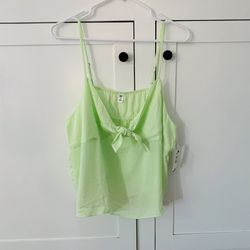 BP Lime Green Cream Front Tie Knot Crop Top Size 3X