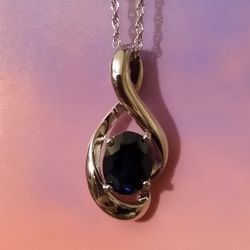 New With Tags In Box Blue Sapphire Sterling Silver Necklace!!! 💙