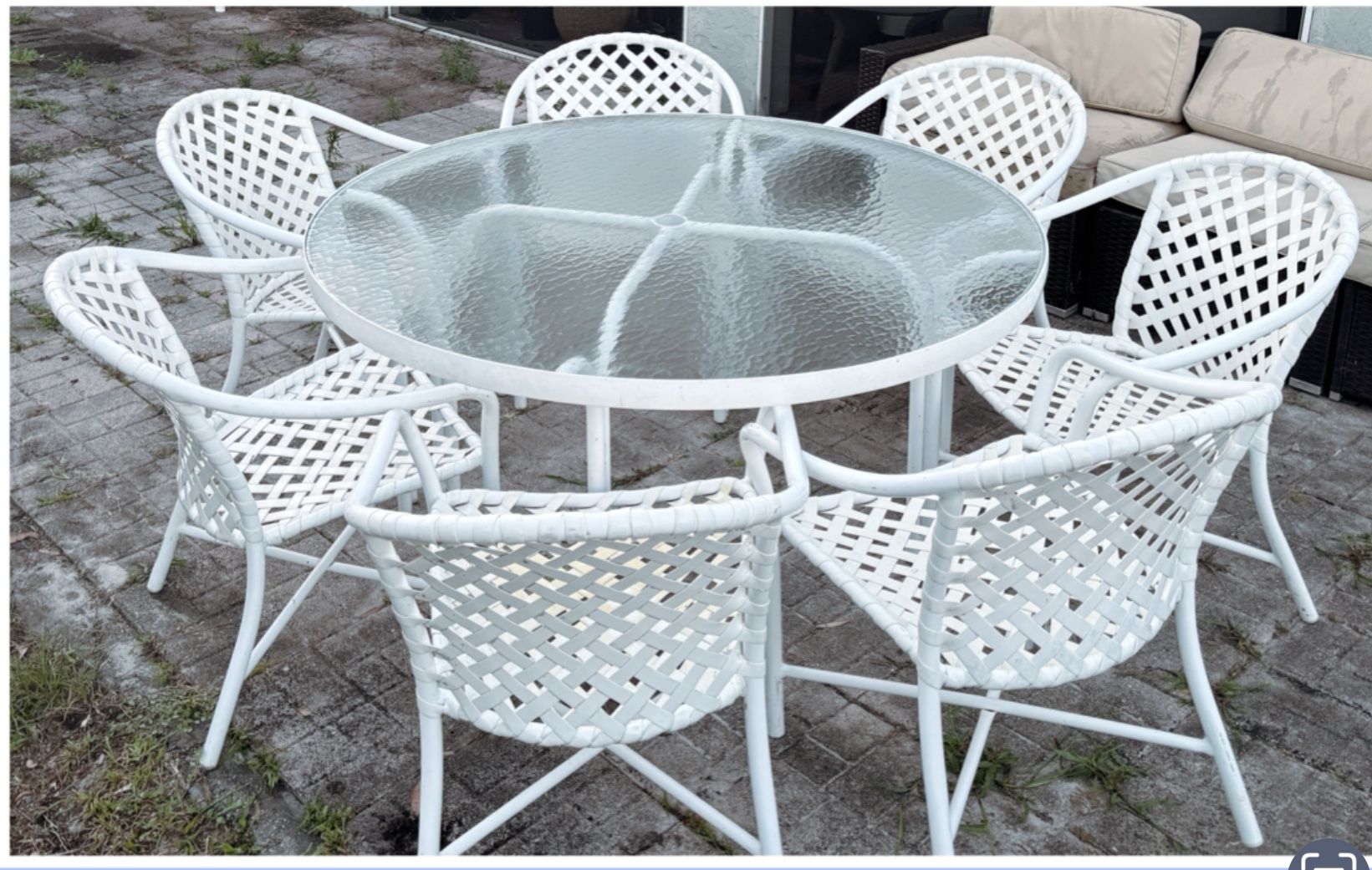 Patio Dining Set  8 Piece White Sale 