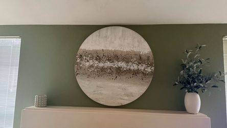 Large Round Textured Abstract Wall Art – Neutral Organic Modern