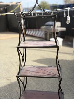 5-Tier Metal and Wood Etagere Shelving Unit