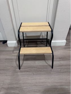 IKEA BEKVÄM 2-Step Stool Wood & Black Metal – 17” Tall