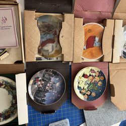 7 Collectible Plates Disney Peanuts Norman Rockwell Annie