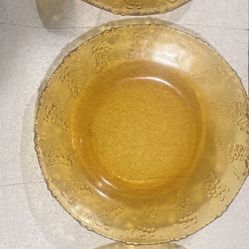 4 Vintage Amber Plates