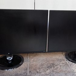 2 HP 24” FHD 1920x1080 Computer Monitors Model: HP24yh