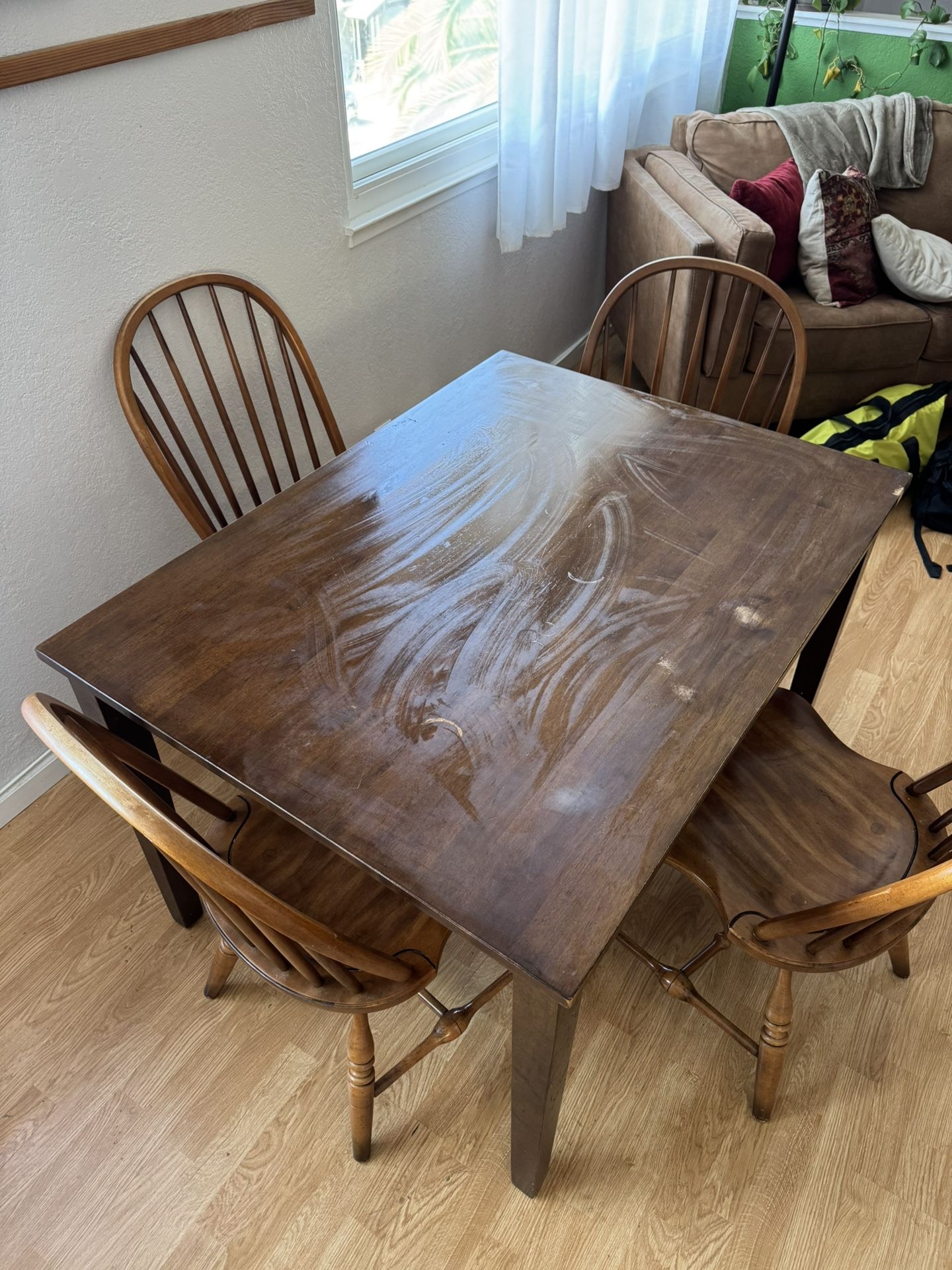 Wood Dining Table + 4 Chairs